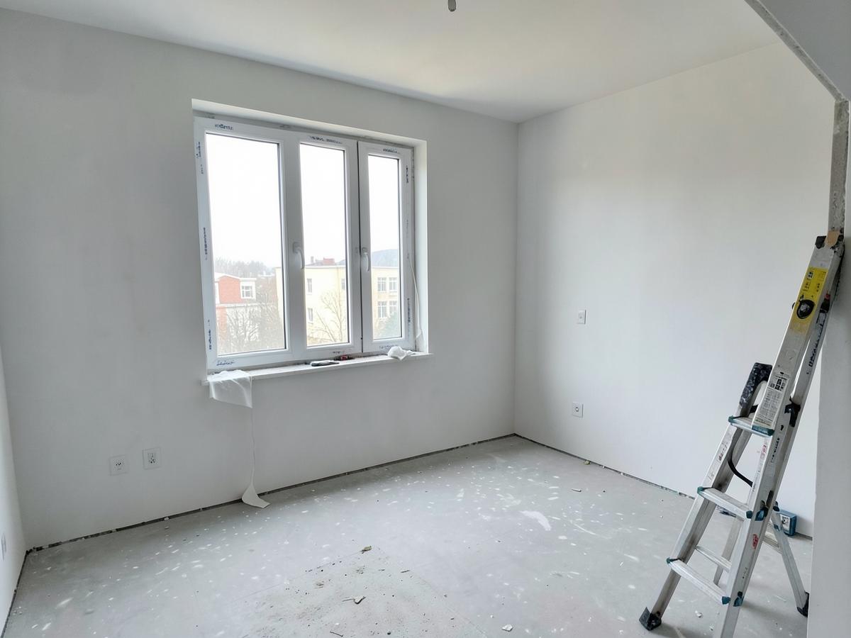 Room being cleaned after construction work